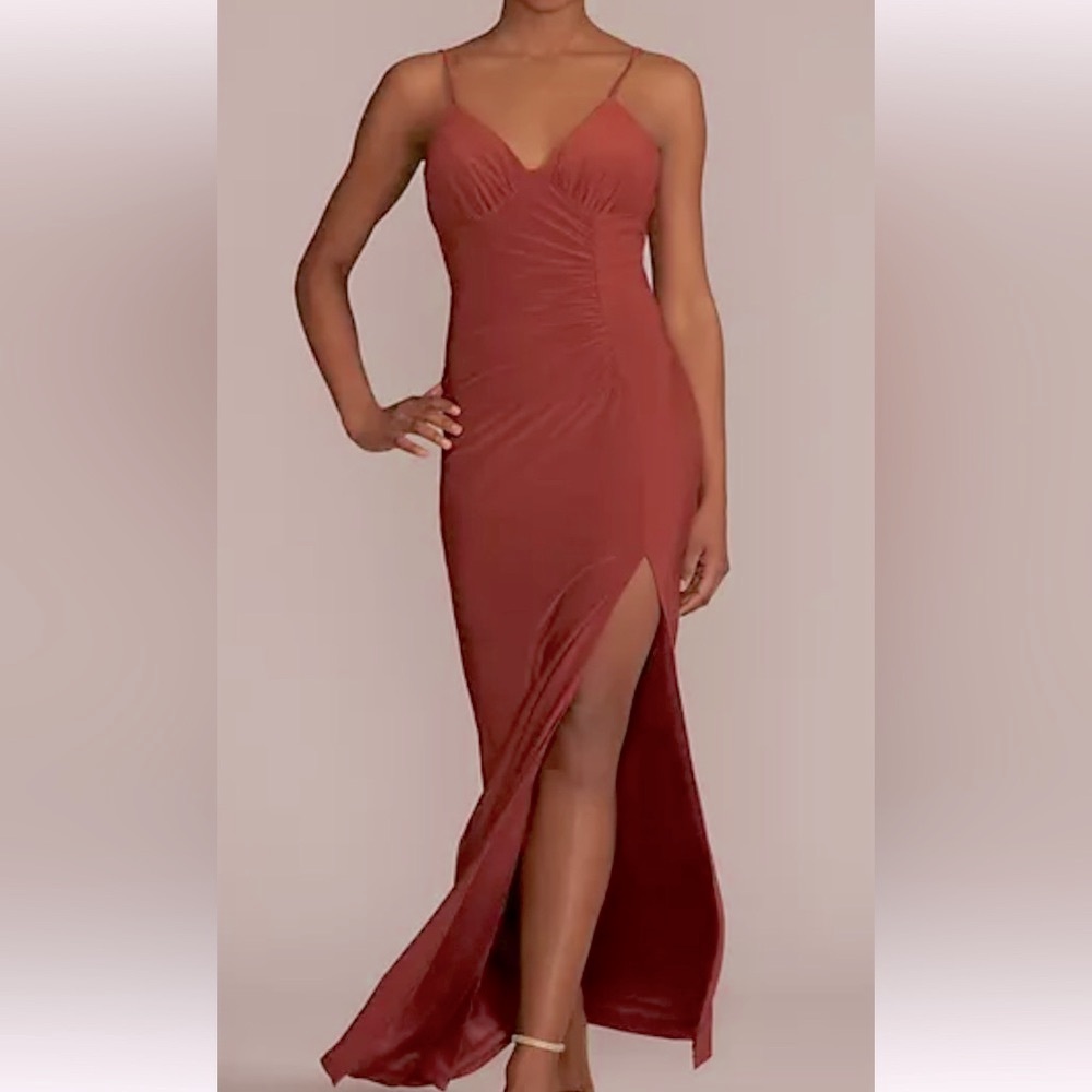 DB Studio Elegant paprika ruched maxi dress size 14